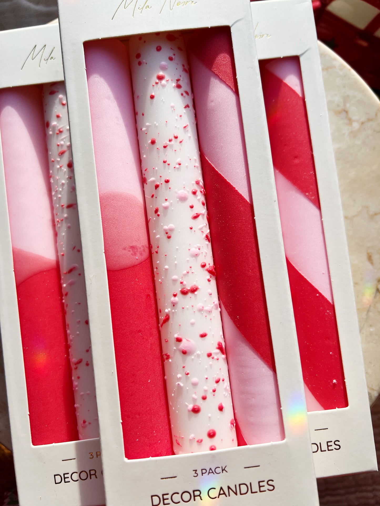 Holiday Kronelys 3-Pack: Fun Pink & Bright Red