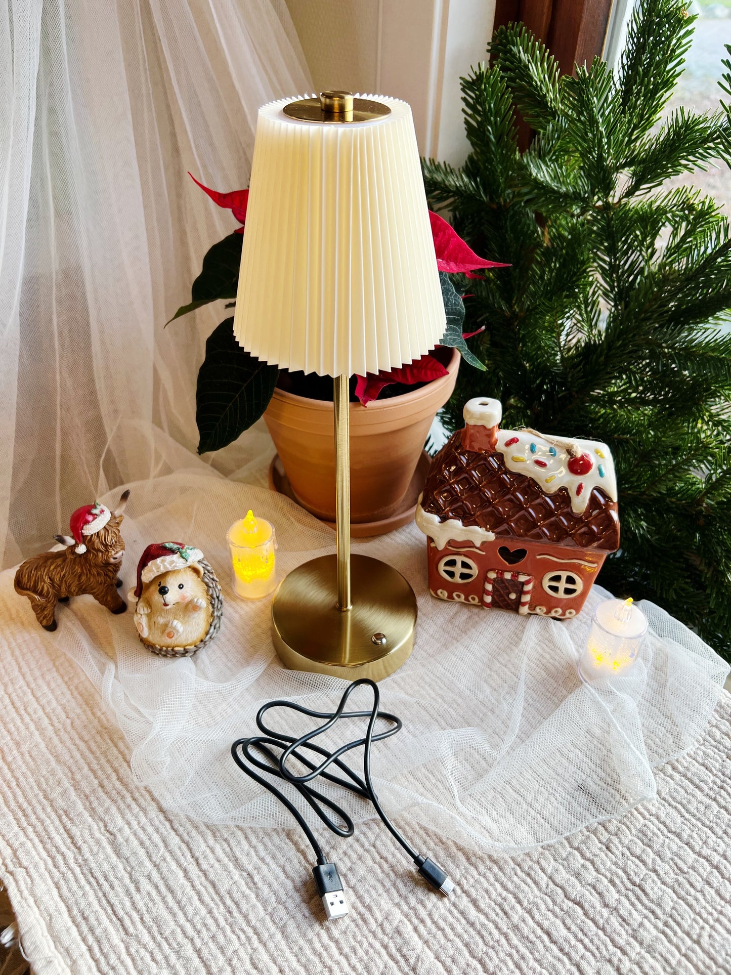 Rund LED-berøringslampe – Hvit