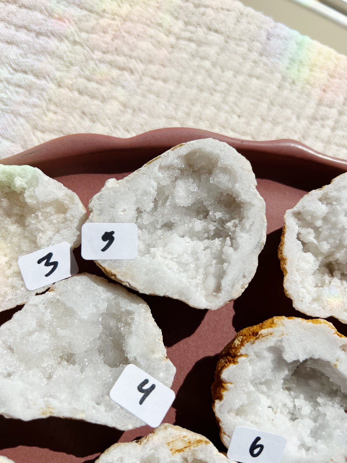 Hvit Agat Druzy Geode