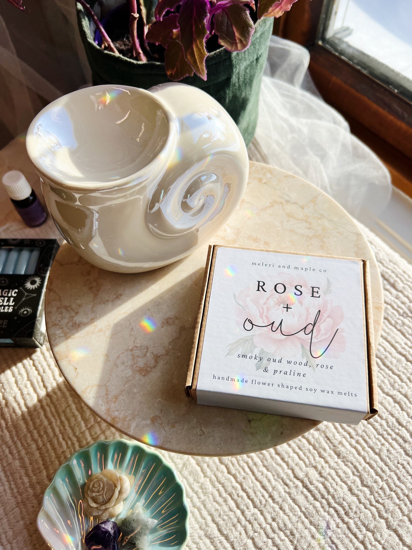 Perlemor Spiral Skjell Olje og Wax Melt Brenner