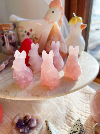 Rosenkvarts Krystall Kaninfigur