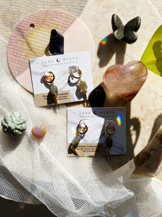 The Gem Spike Huggie Hoop Øreringer - Labradorite