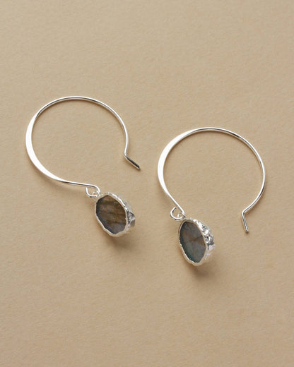 Pacific Threader Hoop  Øredobber i Sølv - Labradorite