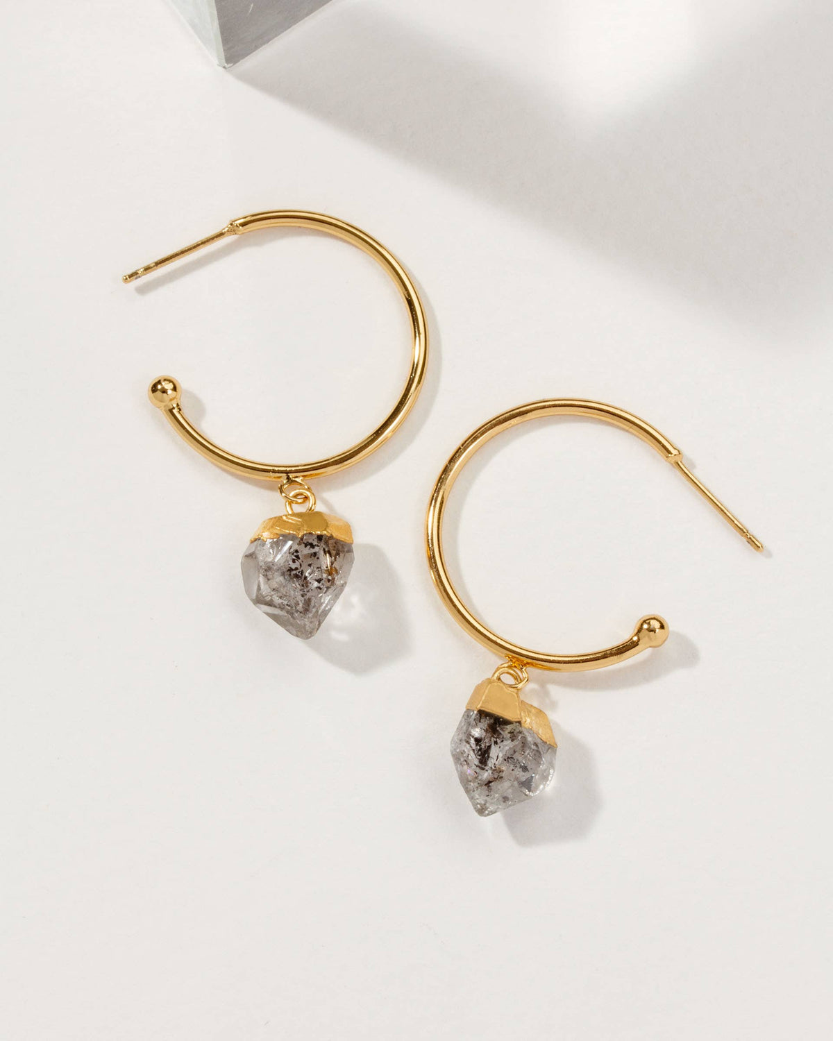 Lucky Lady Hoop Øredobber med Herkimerkvarts