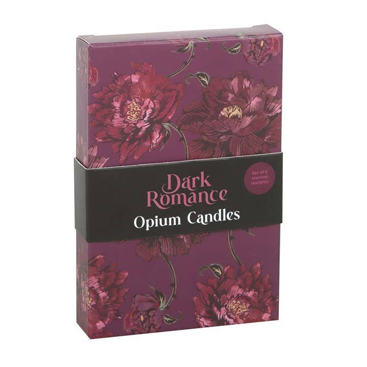 Sett med 6 Sorte Dark Romance Opium Telys