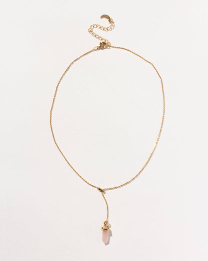 Prism Point Lariat Halskjede – Rosenkvarts