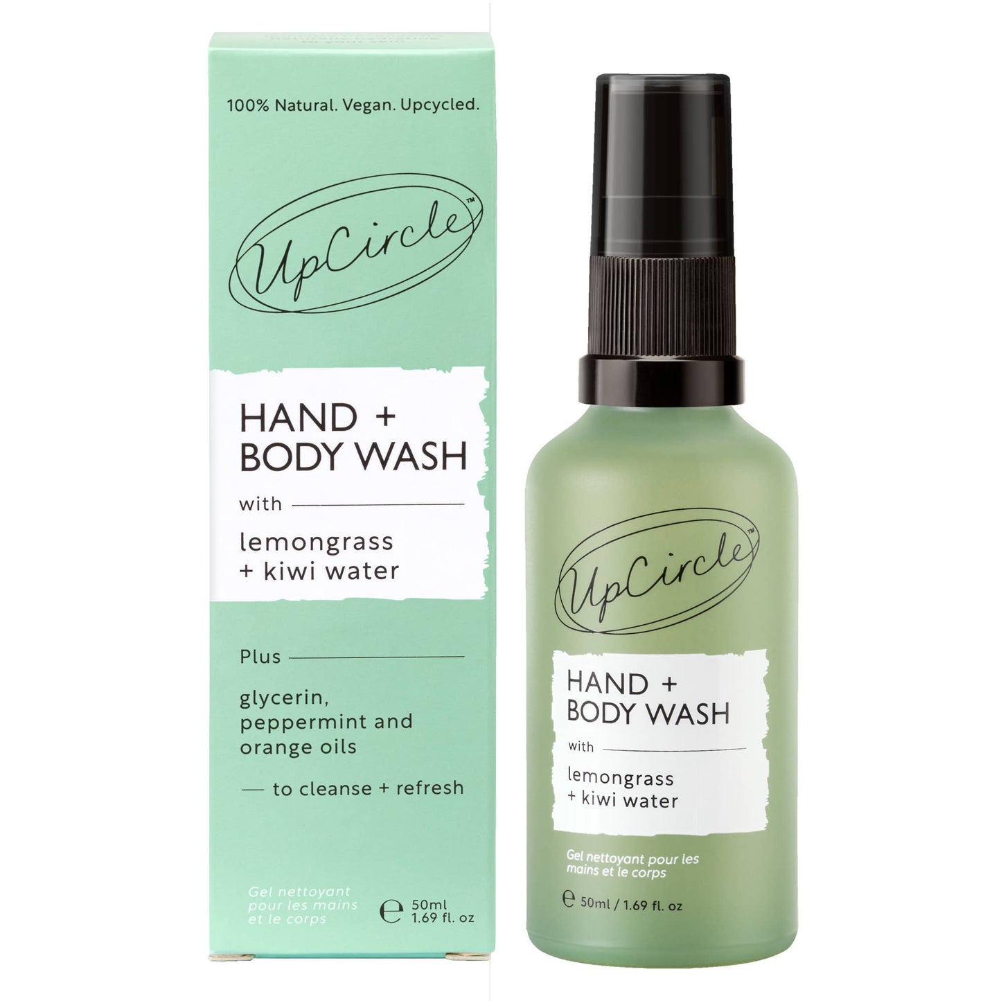 Hand + Body Wash med Kiwi Water – Reisestørrelse (50ml)