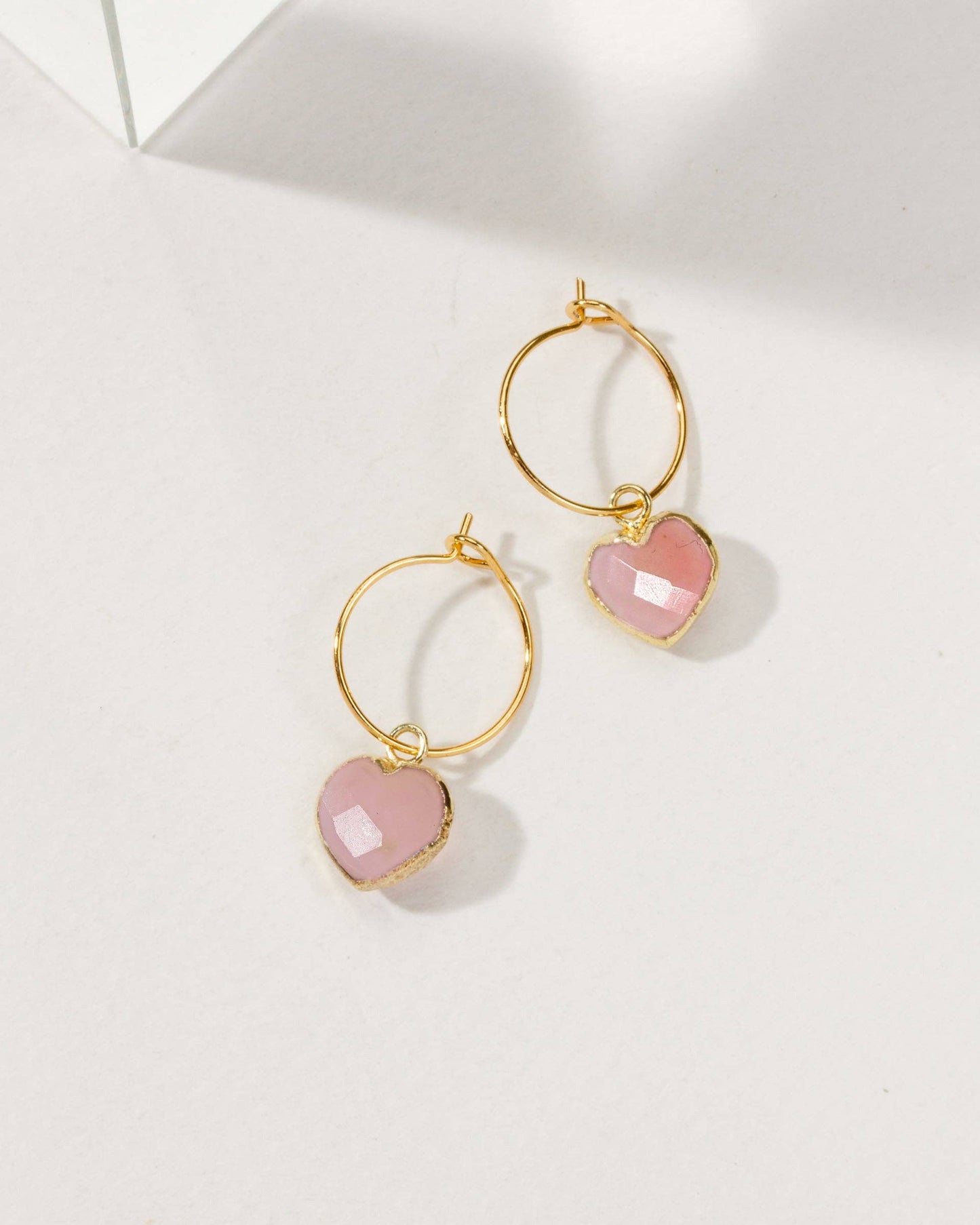 Conversation Heart Mini Hoop Øreringer - Rosa Opal