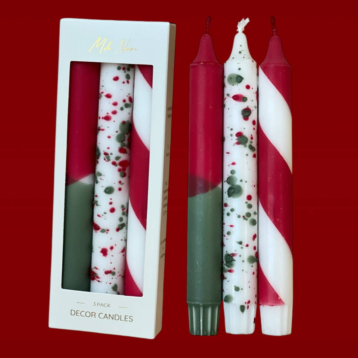 Holiday Kronelys 3-Pack: Red Mix