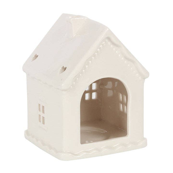 Hvitt Pepperkakehus Telysholder