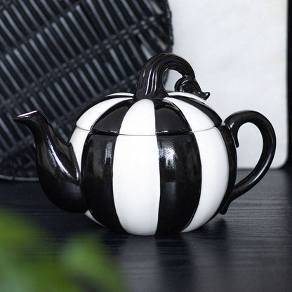 Black and White Striped Pumpkin Tekannen