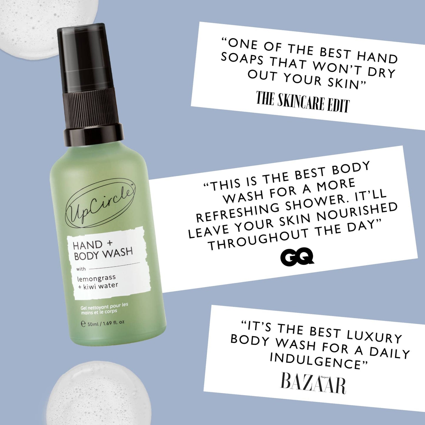 Hand + Body Wash med Kiwi Water – Reisestørrelse (50ml)
