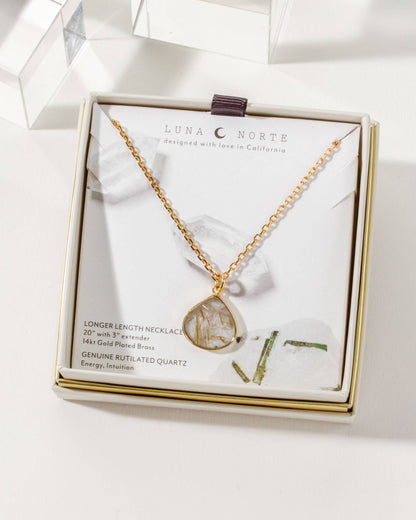 Bohemian Long Medallion Halskjede - Rutilated Quartz