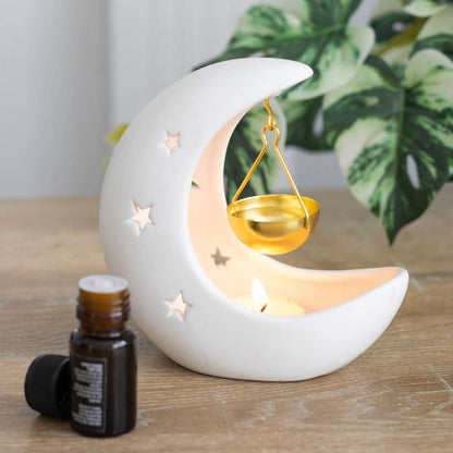 Hvit Halvmåne Olje/Wax melt Brenner