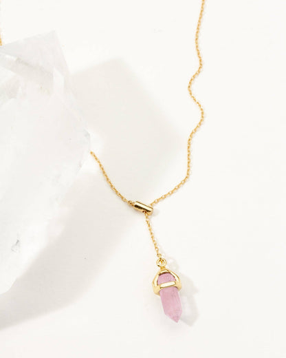 Prism Point Lariat Halskjede – Rosenkvarts