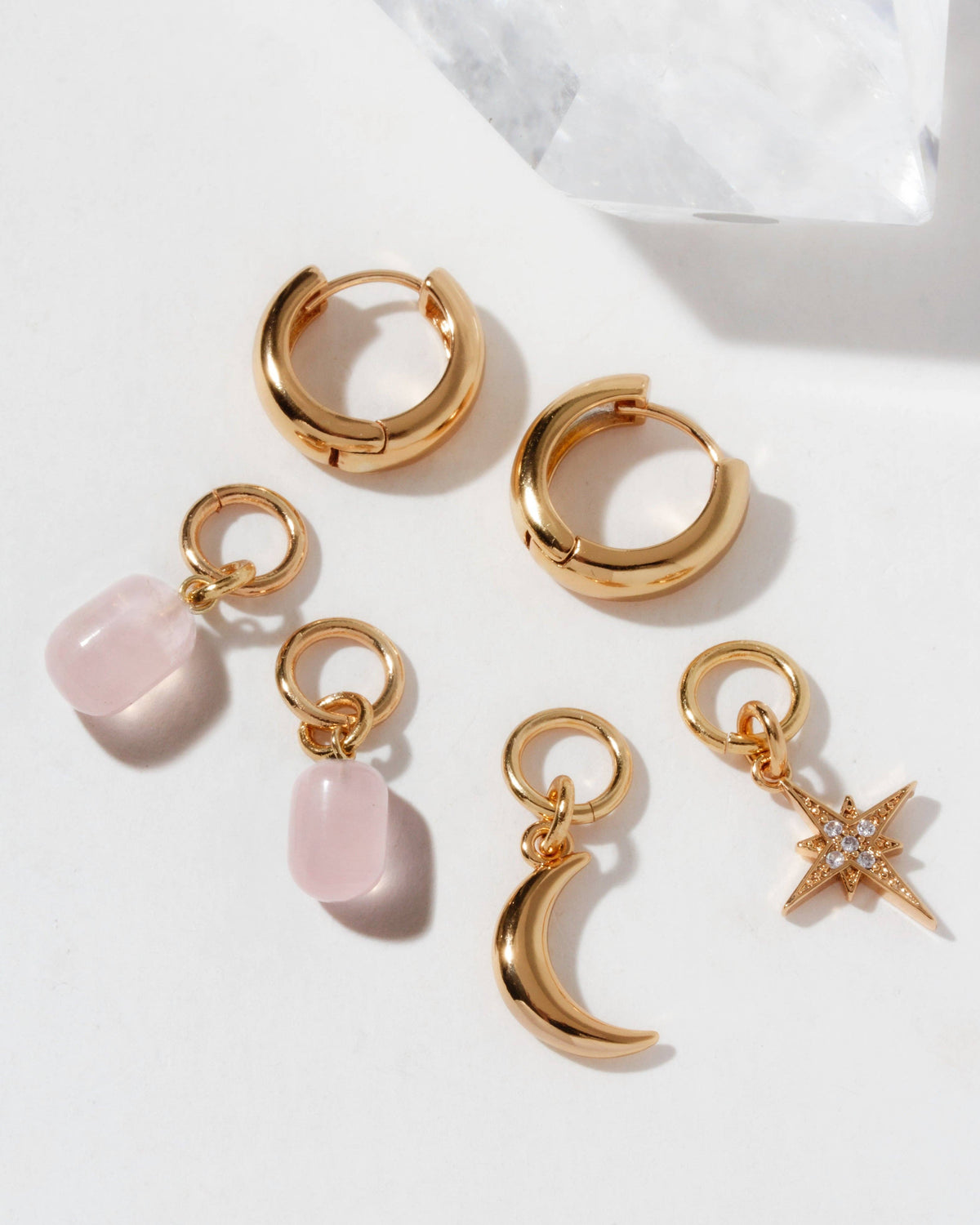 Constella Utskiftbar Charm Hoop Sett - Rosenkvarts