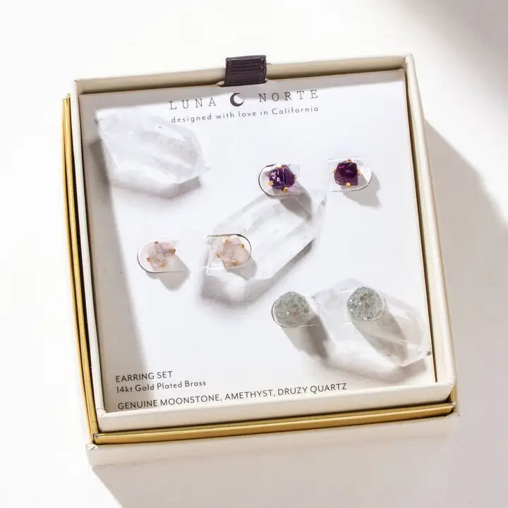 Gemstone Trio Øredobbsett av 3