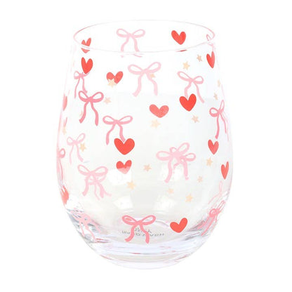 Bow and Heart Print Glass