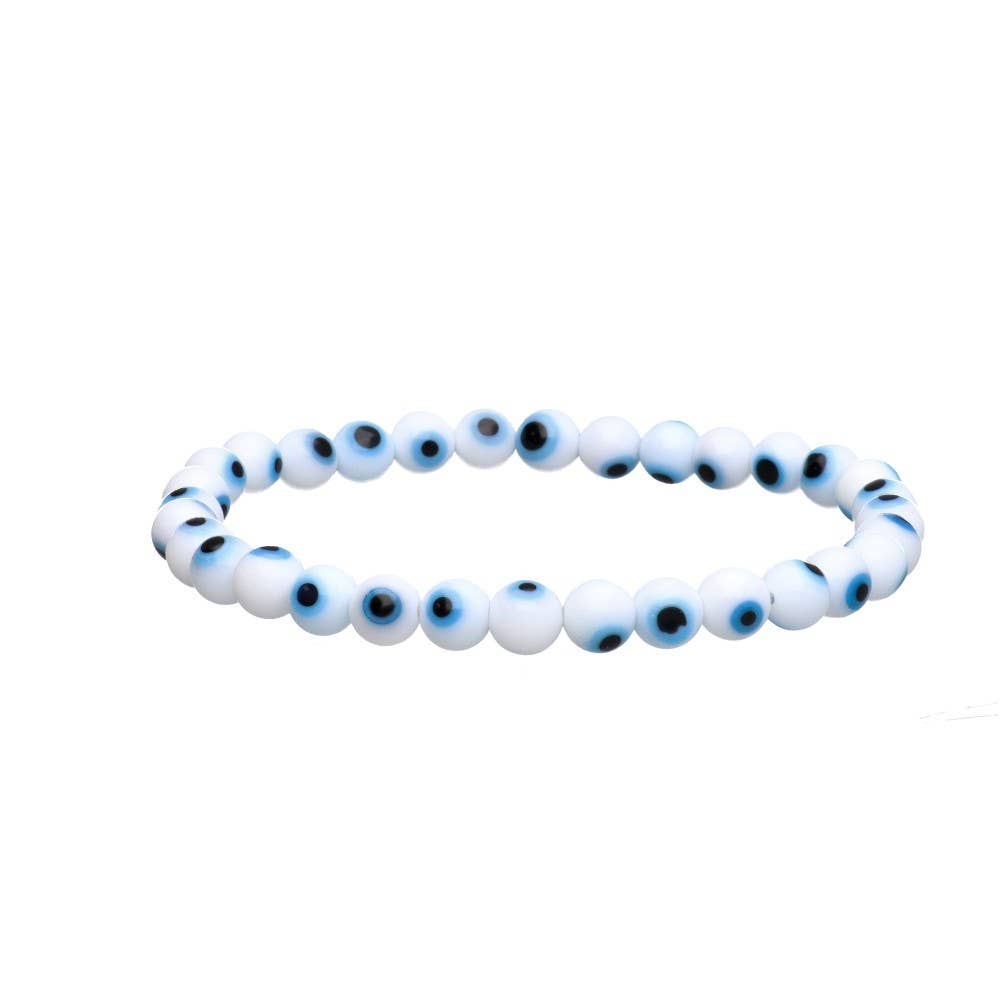 Hvit Evil Eye Armbånd 6mm