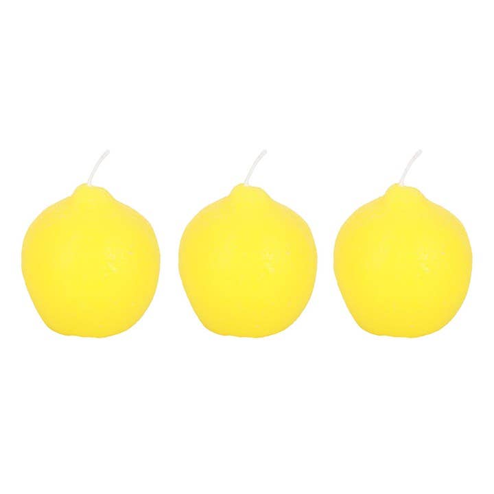 Sett med 3 Sitronformede Stearinlys