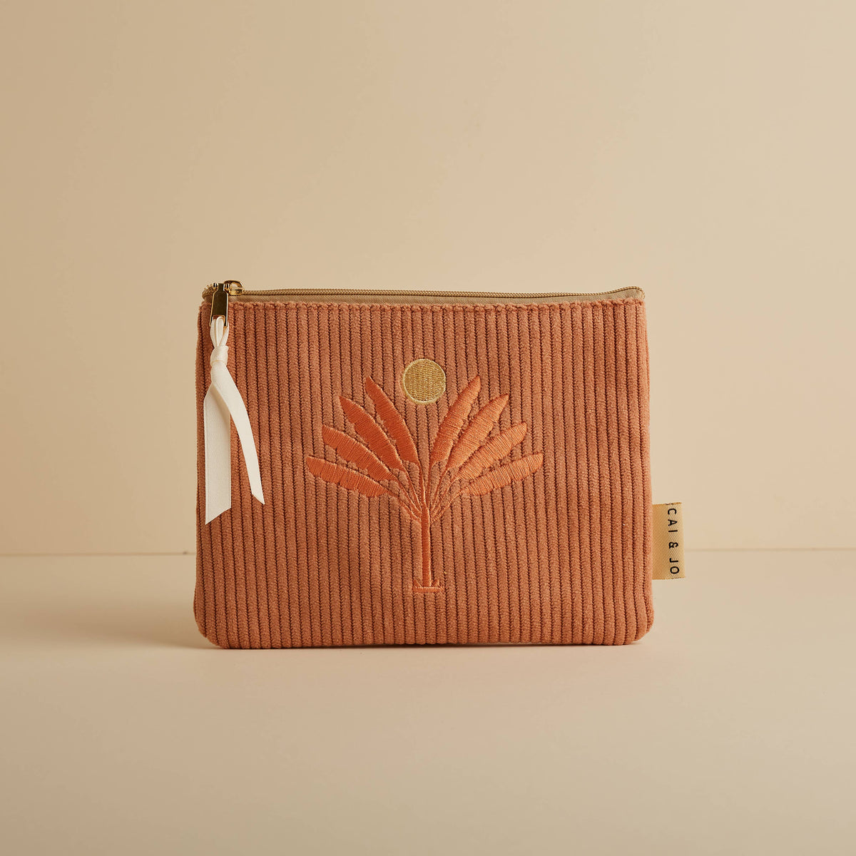 Corduroy Pouch Dusty Pink Flower