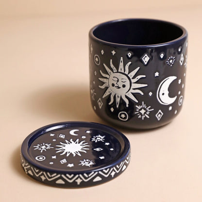 Midnight Blue Sun and Moon Potte